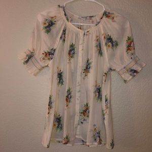 Madewell XS Floral Linen Blouse